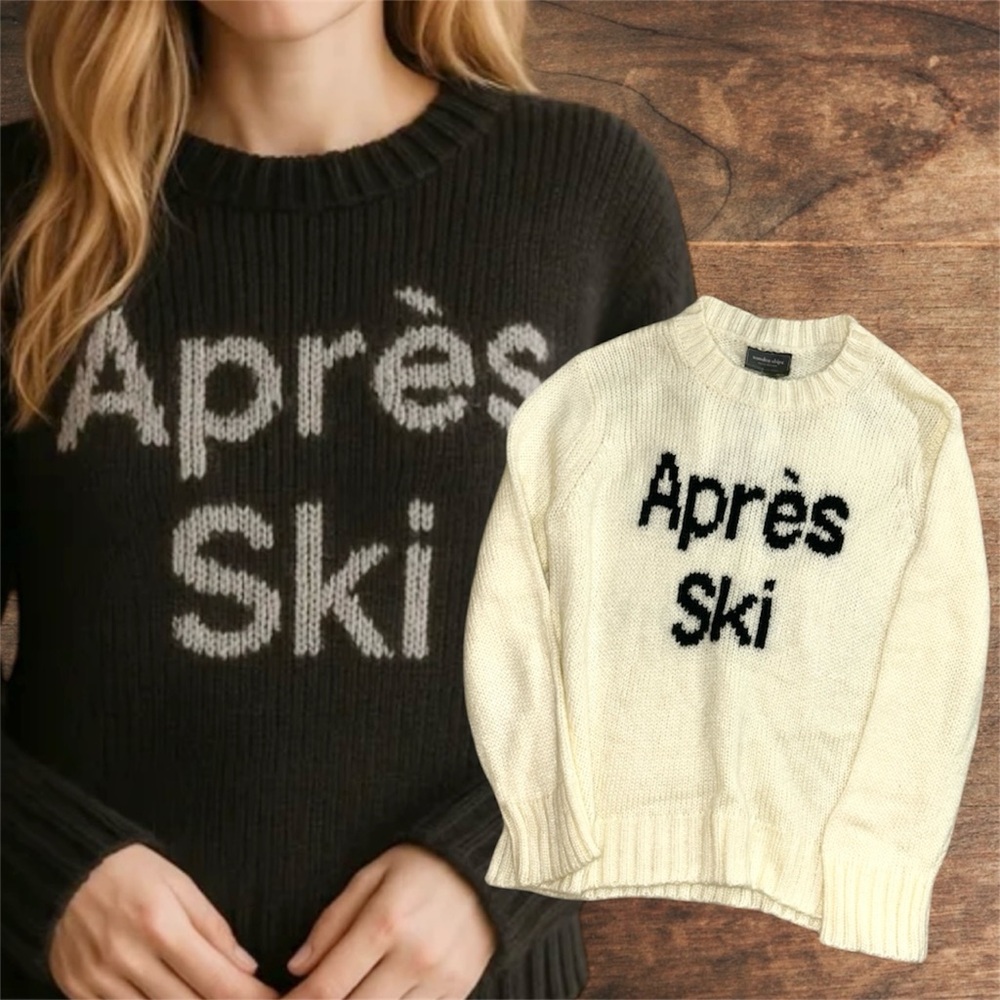 NWT Wooden Ships Après Ski Crew Neck knit Sweater n Cream/Black Sz M/L - Picture 10 of 16